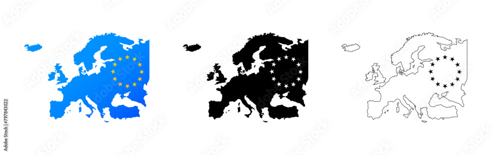 Europe map icon. Collection of European countries. The border of a European country