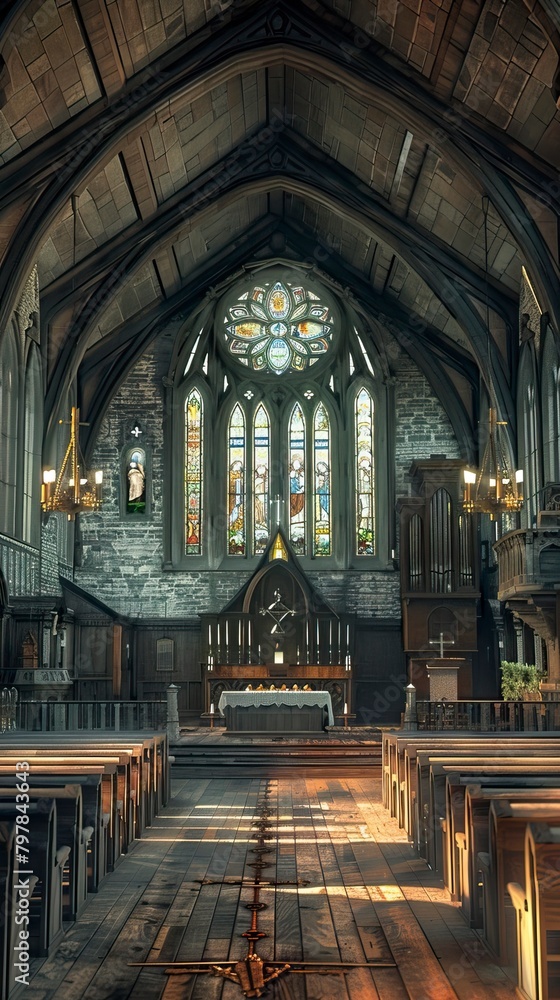 Fototapeta premium Old Style Church interior 