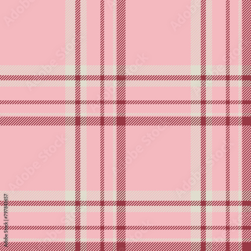 Plaid seamless pattern in pink. Check fabric texture. Vector textile print.