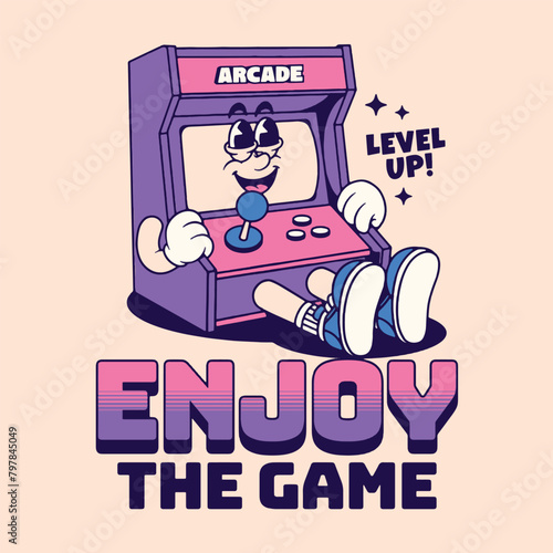 Mascot Arcade Game Machine Vector Art  Illustration and Graphic