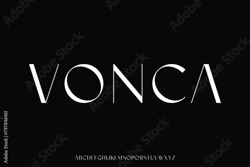 Elegant minimalist alphabet display font vector. Luxury and feminine typeface.