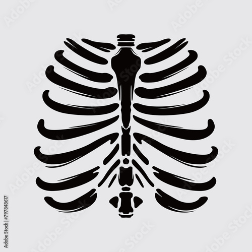 Skeleton rib thorax illustration vector wall art print, t shirt design, poster element, tattoo, sticker editable