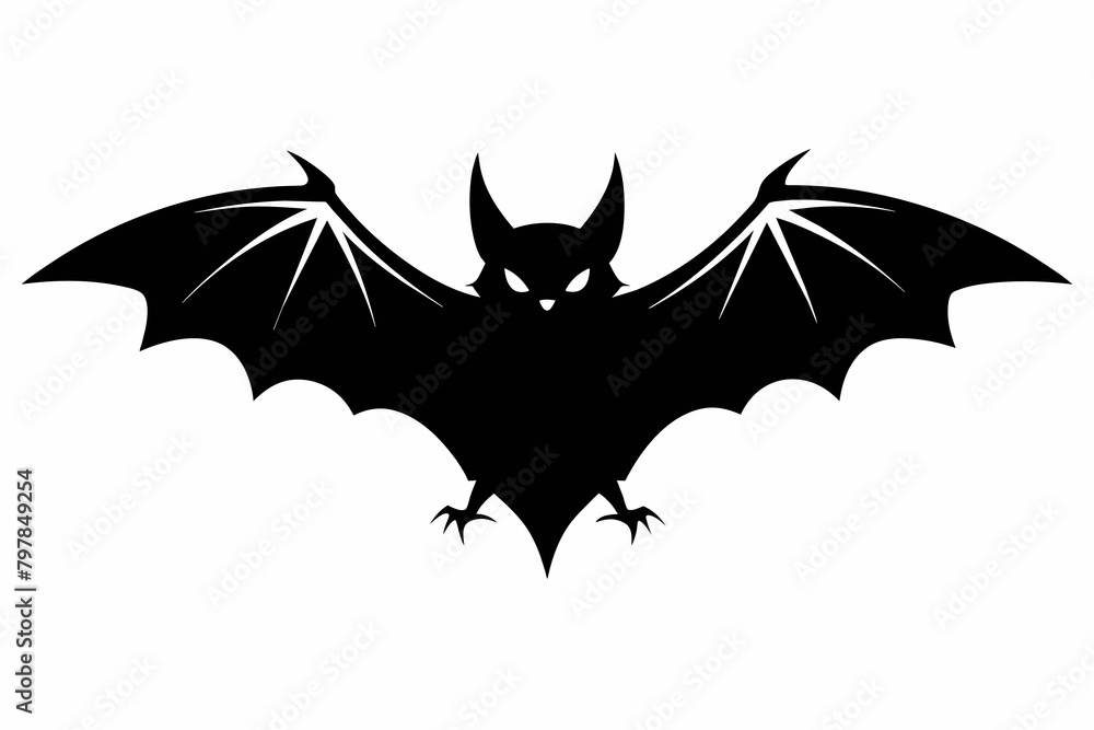 Fototapeta premium black bat silhouette vector illustration on white background