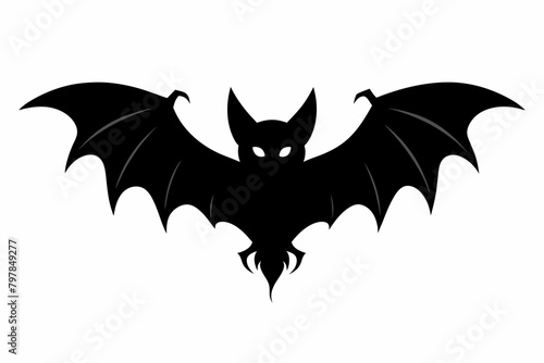 Wallpaper Mural black bat silhouette vector illustration on white background Torontodigital.ca