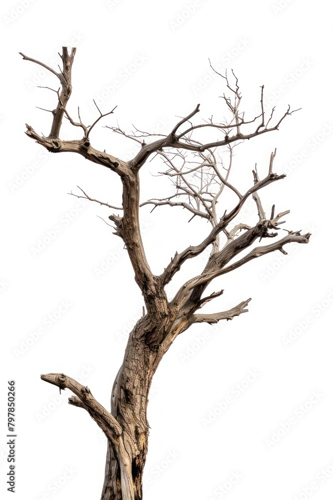 A dried tree driftwood plant white background A dried tree driftwood plant white background