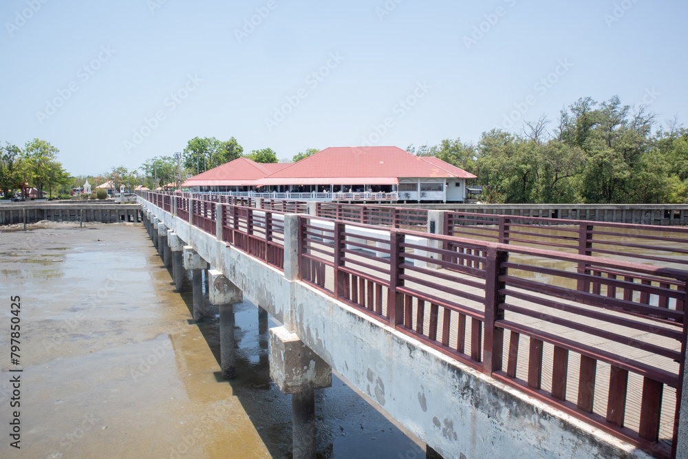 rubber wheel wall protect wave in mangrove forest at Thailand