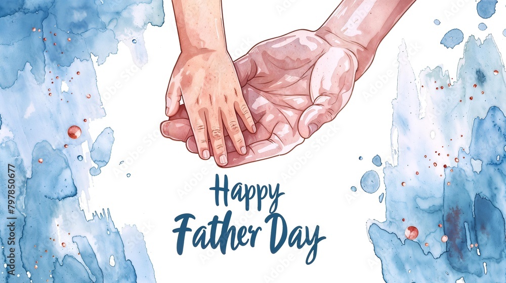 Watercolor painting of a father and daughter holding hands ,fathers day ...