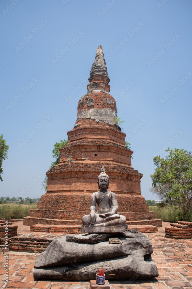 Buddha Statue and landscape view in Wat Phra Ngam at Phra Nakhon Si Ayutthaya, Thailand Buddha Statue and landscape view in Wat Phra Ngam at Phra Nakhon Si Ayutthaya, Thailand