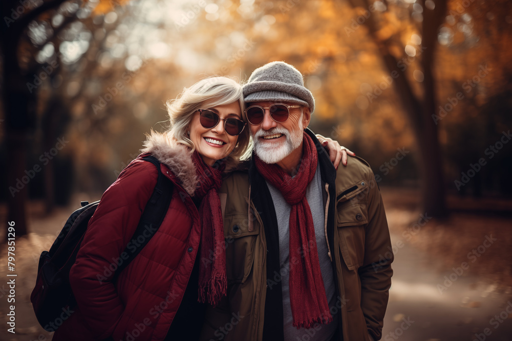 Middle aged couple at outdoors with sunglasses Middle aged couple at outdoors with sunglasses