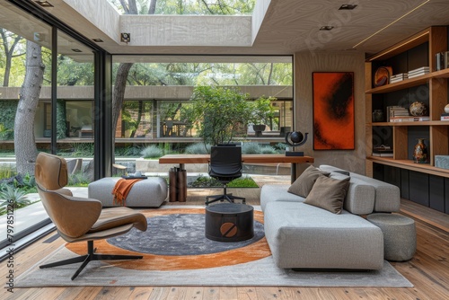 Wallpaper Mural home office in the living room with wooden floor design style inspiration ideas Torontodigital.ca