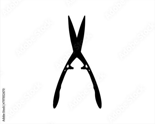 Garden hedge shears silhouette icon logo vector illustration isolated on white background