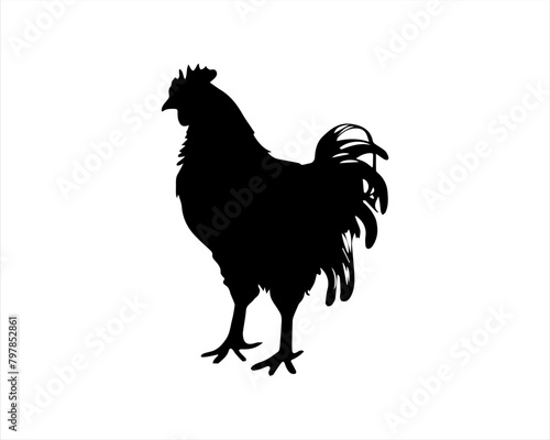 Rooster silhouette vector illustration on white background. Rooster icon.