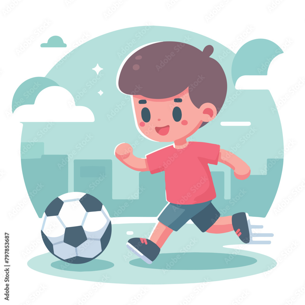 Vector a boy playing soccer with a soccer ball Vector a boy playing soccer with a soccer ball