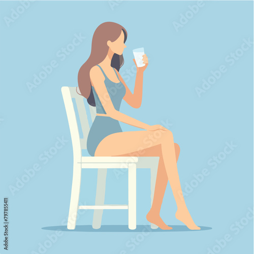 Vector a woman drinking from a glass of water