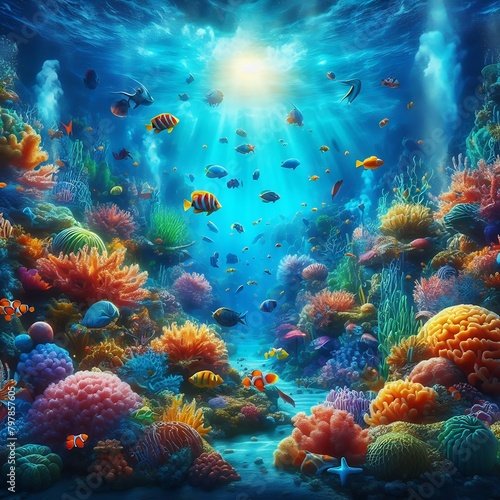 coral reef in sea © Naseer
