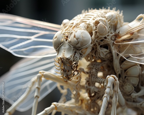 A detailed and realistic 3D rendering of an alien insect's exoskeleton. photo