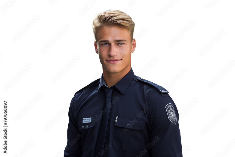 Young handsome blonde man with police uniform on isolated chroma key background Young handsome blonde man with police uniform on isolated chroma key background