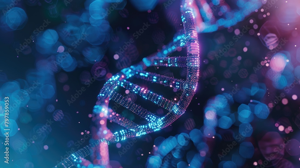 Digital DNA helix composed of binary code, digital genetic of the internet Digital DNA helix composed of binary code, digital genetic of the internet