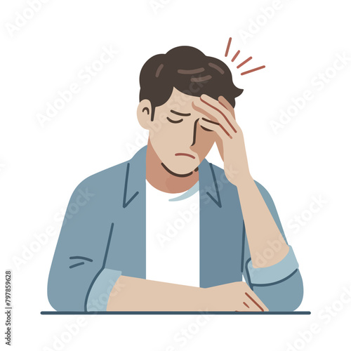Vector a man with his hands on his head and his hands are holding his head