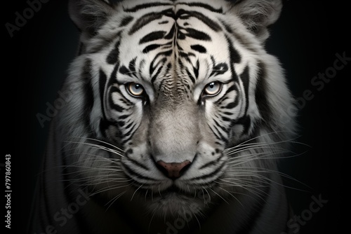 Eyes of a great white tiger on gray background