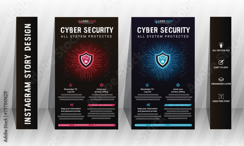 cyber security instagram story design template