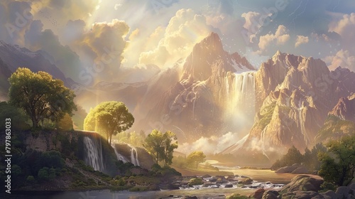 Illustration of the biblical story of creation, showcasing gods wondrous handiwork photo