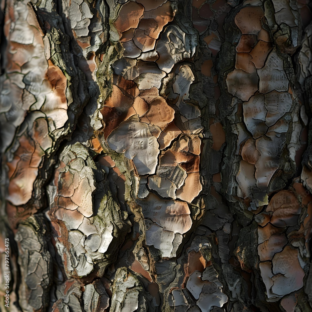 Close-up of textured tree bark patterns highlighted by sunlight, revealing the intricate details and natural beauty of the tree's skin. Close-up of textured tree bark patterns highlighted by sunlight, revealing the intricate details and natural beauty of the tree's skin.