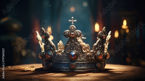 low key image of beautiful queen/king crown. vintage filtered. fantasy medieval period photo