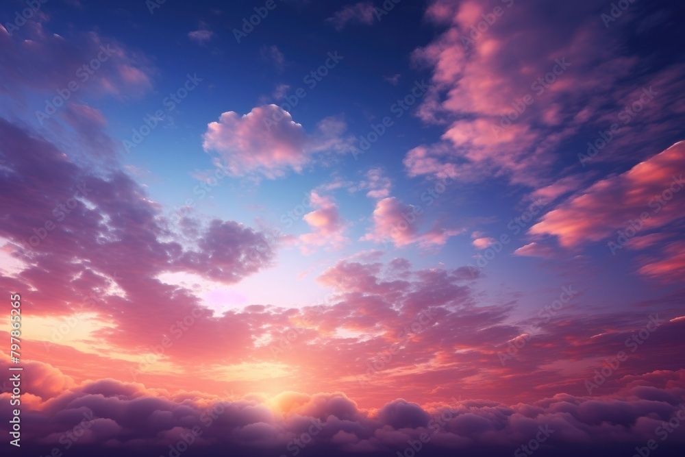 Fantasy evening sky background with shaped clouds backgrounds outdoors horizon.