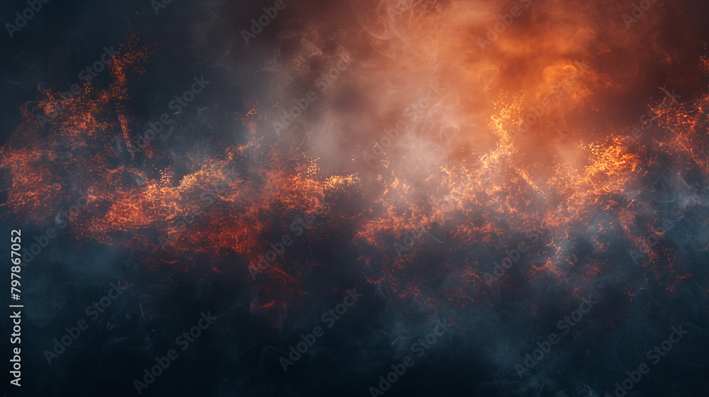 A fire is burning in the sky, with smoke and flames A fire is burning in the sky, with smoke and flames