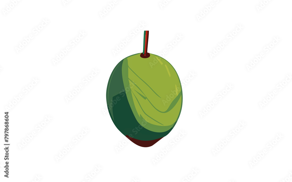 illustrazione di frutto di cocco verde con cannuccia infilata - obrazy, fototapety, plakaty 