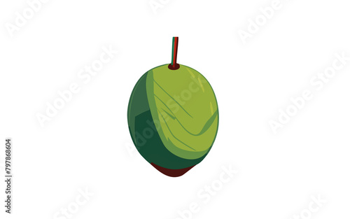 illustrazione di frutto di cocco verde con cannuccia infilata photo