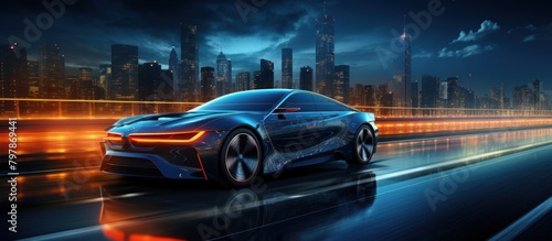 Concept car on the road with motion blur.