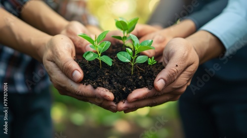 Business professionals collaborate with environmental experts to implement green practices that minimize their ecological footprint and maximize their positive impact on the planet.