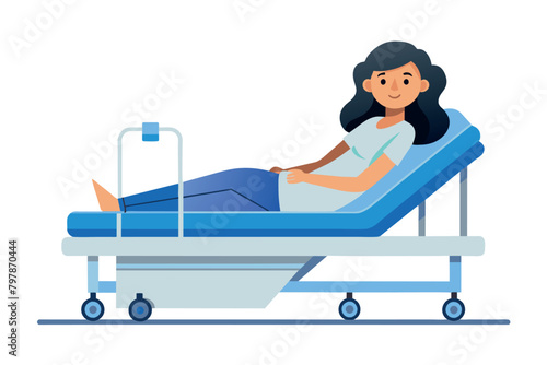 the girl on the hospital gurney waiting for the doctor.