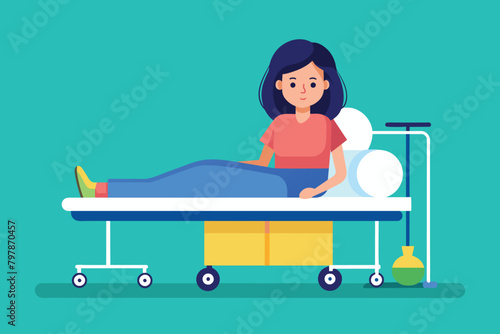 the girl on the hospital gurney waiting for the doctor.