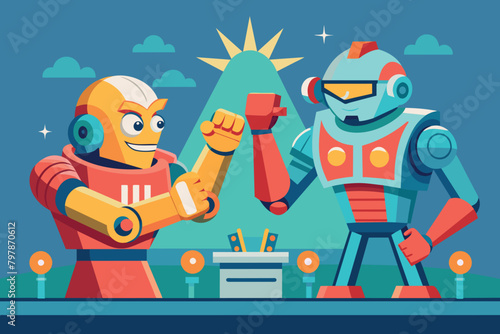 robots, arm wrestling, resistances and competitions