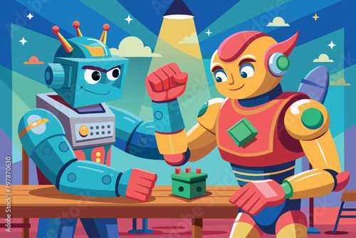an arm wrestling contest between a man and a woman businessman. sparring in business.