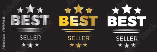 Set of best seller emblem design. Elegant best seller award badge design. Set of best seller label. 11:11