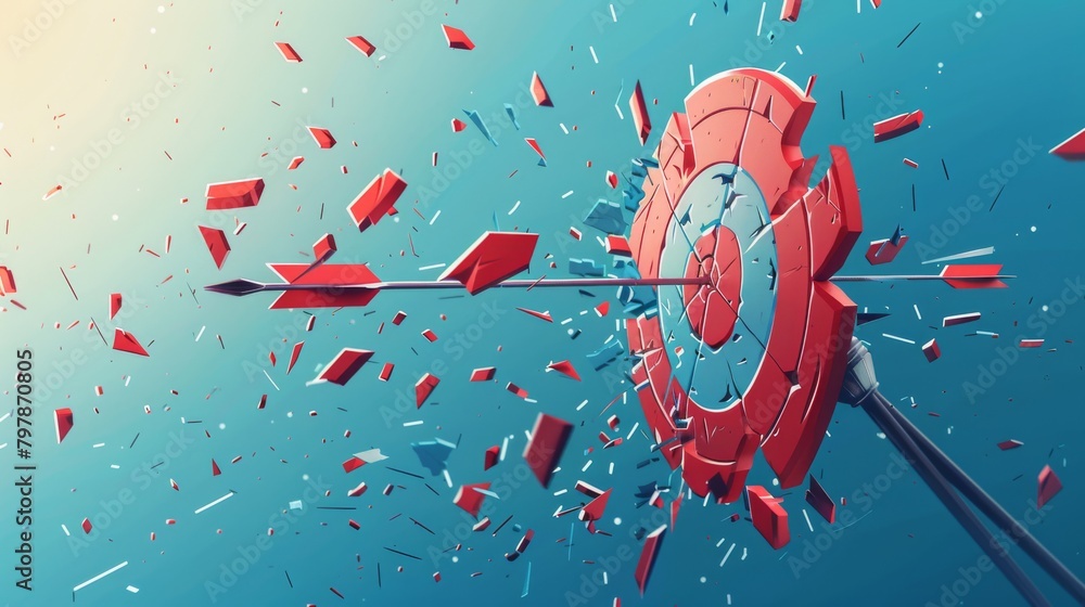 Fototapeta premium Archery target hit by an arrow