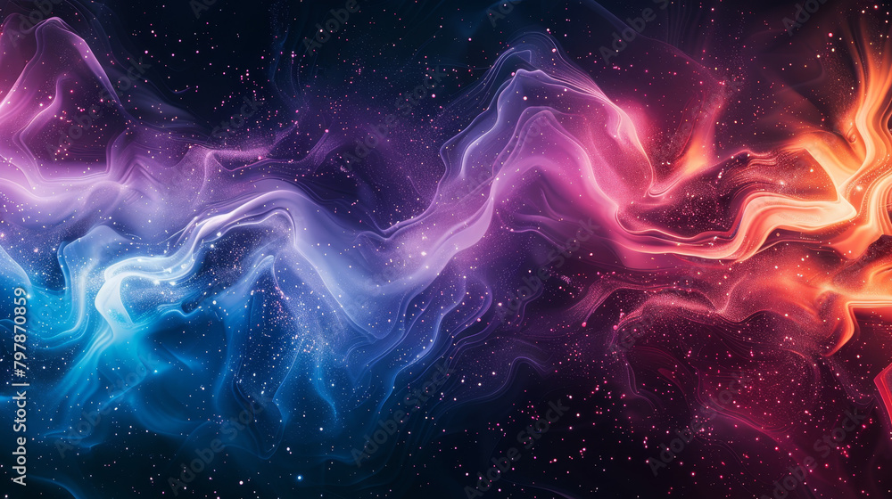 A colorful galaxy with a purple and blue swirl and orange and red streaks A colorful galaxy with a purple and blue swirl and orange and red streaks