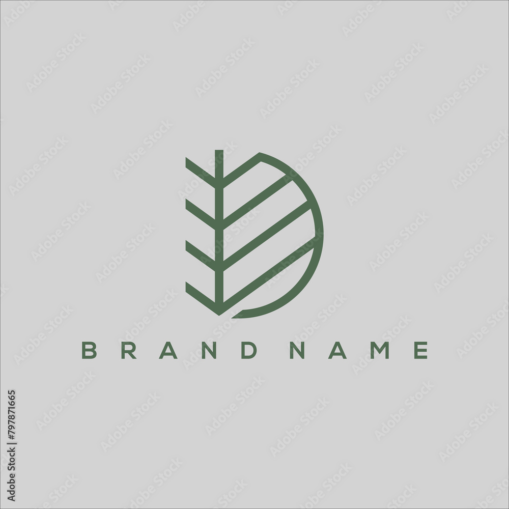 line art initial D natural palm logo vector line art initial D natural palm logo vector
