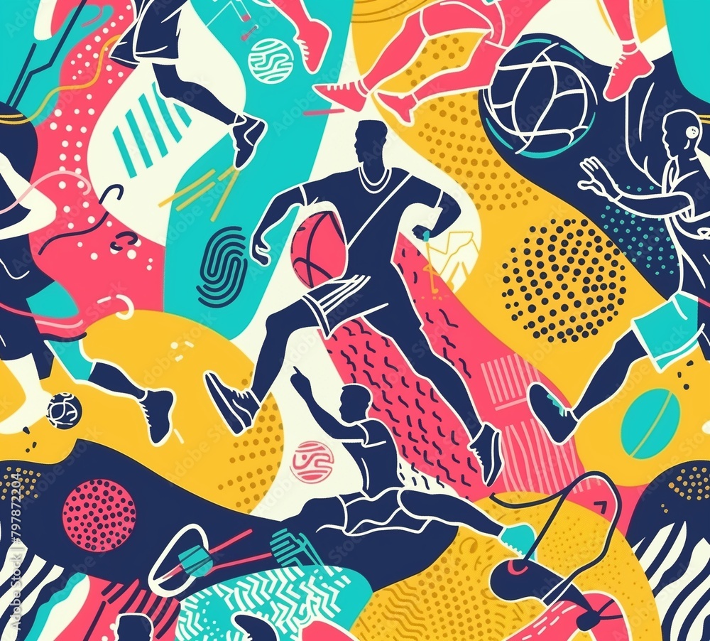 Captivate your audience with an abstract sport seamless pattern background, embodying the spirit of teamwork, determination, and victory.