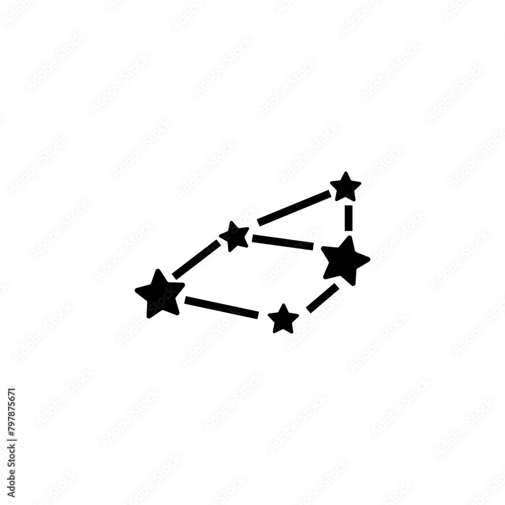 A minimalist black and white icon depicting a stylized star constellation, representing the night sky, astrology, and the mysteries of the cosmos. Vector icon for website design, logo, app, ui. A minimalist black and white icon depicting a stylized star constellation, representing the night sky, astrology, and the mysteries of the cosmos. Vector icon for website design, logo, app, ui.