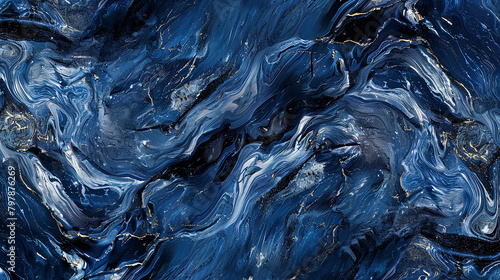 Deep indigo marble with swirling patterns, evoking a sense of mystery and depth.