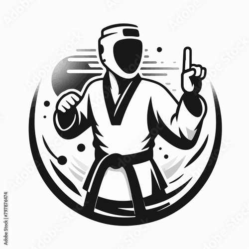 black and white logo for karate and taekwondo sport club