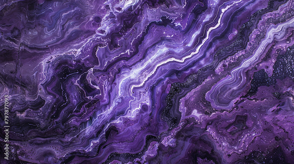 Deep purple marble with swirling patterns, reminiscent of a majestic twilight.