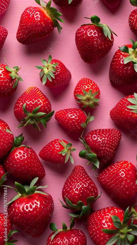 top view of strawberry on colored background top view of strawberry on colored background