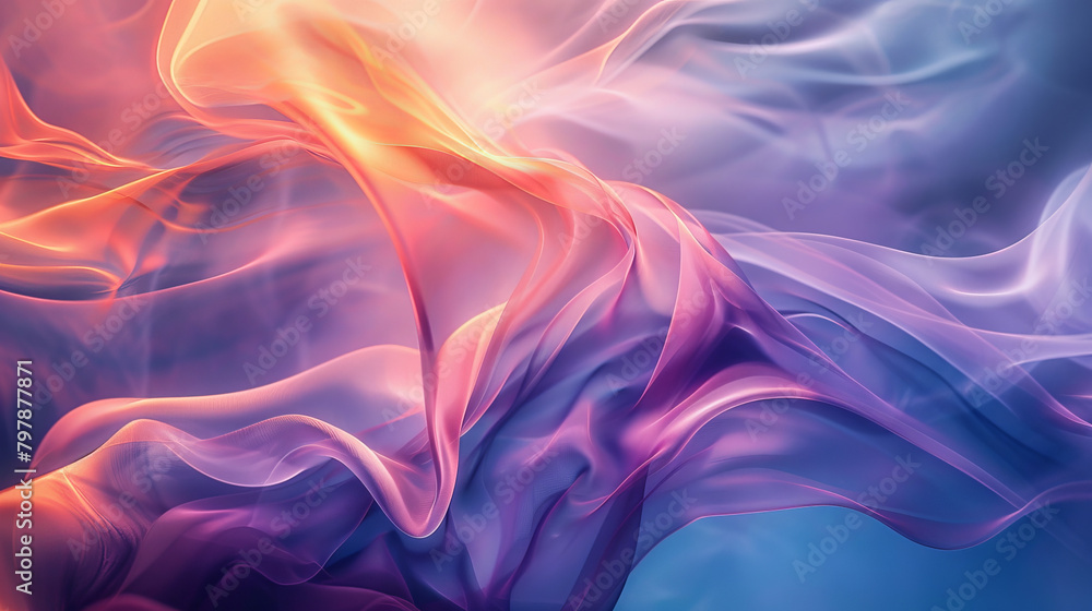 A colorful, flowing piece of fabric with a warm, orange hue