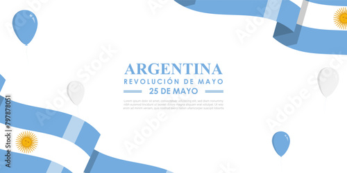 Vector illustration of Argentina May Revolution social media feed template
